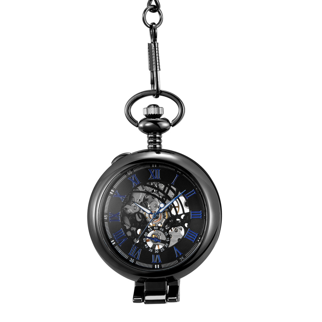Montre de poche mécanique Flip en verre grossissant
