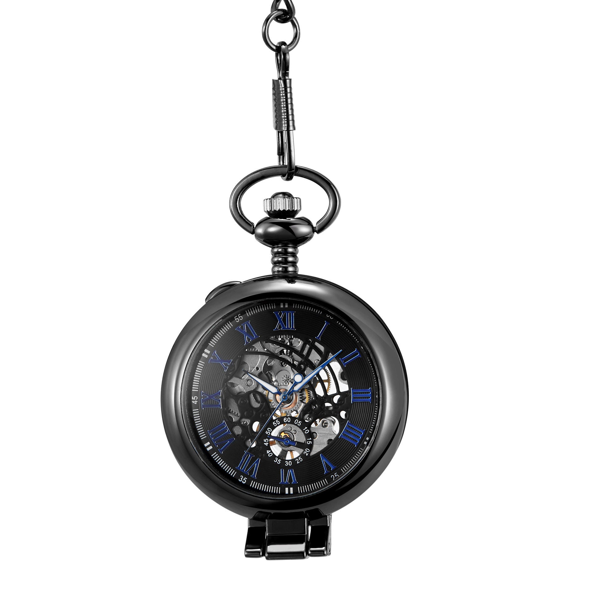 Montre de poche mécanique Flip en verre grossissant