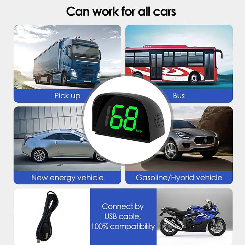 Speedomètre de voiture Vitesse GPS numérique O Vitesse MPH HUD Affichage tête vers le haut