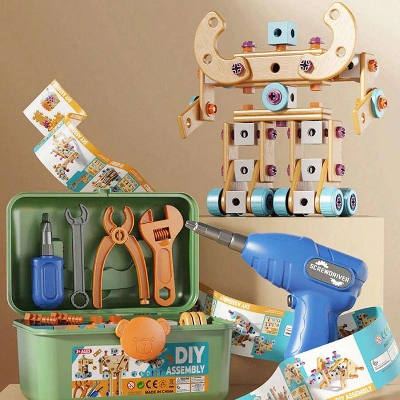 126-Piece Wooden Creative Construction and Tool Set Early Education