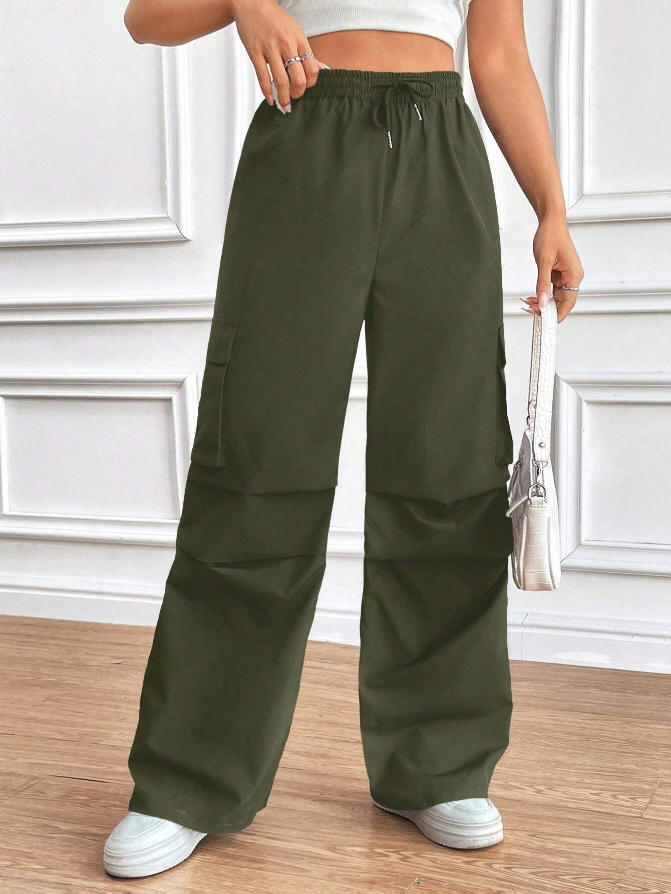 Spring And Summer Thin Elastic Waist Drawstring High Waist Cover Bag Design Loose Commuter