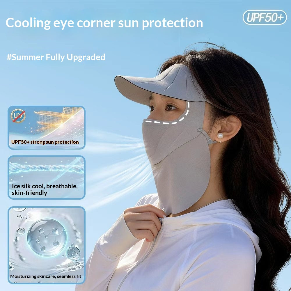 Masque visage protecteur du soleil pour femmes avec une casquette brumeuse