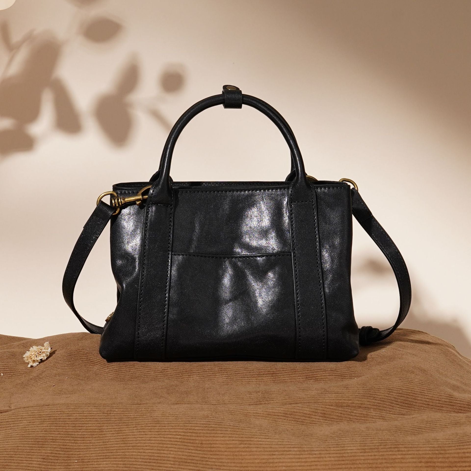 Sac à bandoulière en cuir véritable de grande capacité