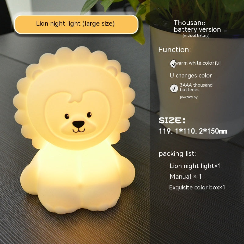 Colorful Une lampe de chambre à coucher changement de couleur Ambiance Lion Silicone Lampe de nuit