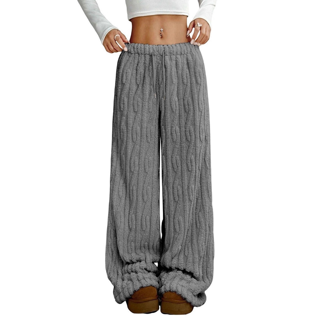 Pantalons en jacquard casual thermique en lace avant