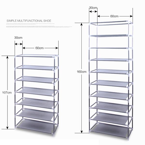 10 calques 9 grilles Non-tissé tissu Cabinet de chaussures Vin rouge Couleur