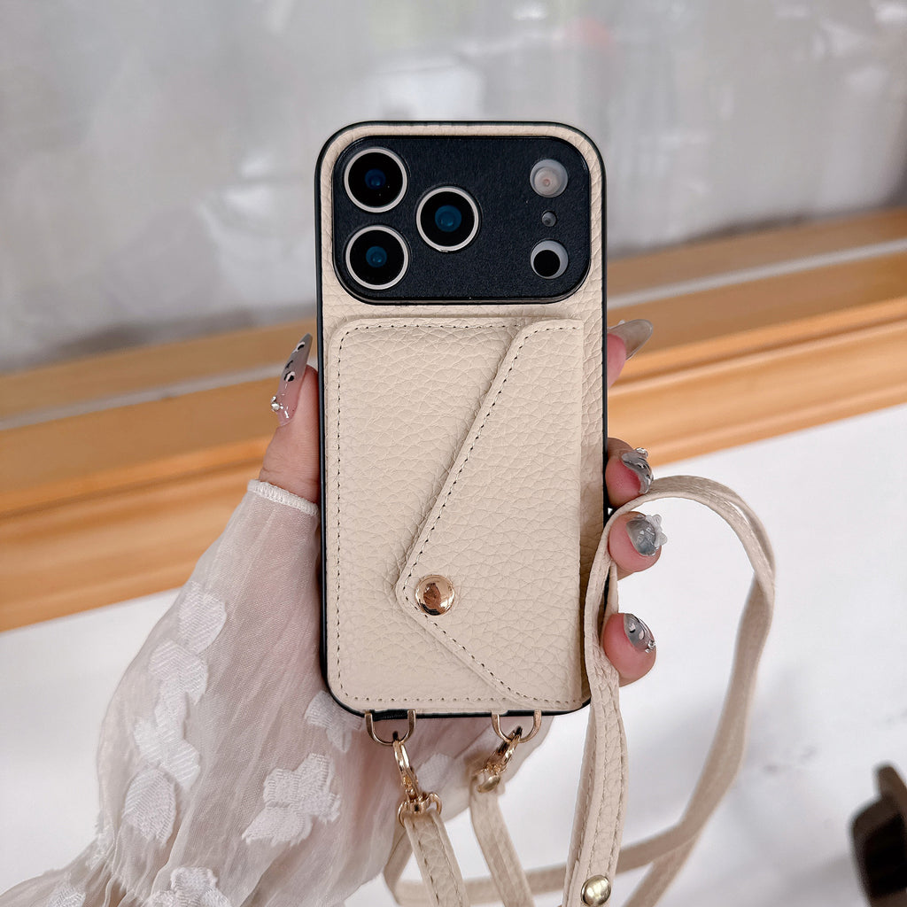 Simple Crossbody Lanyard Leather Phone Case