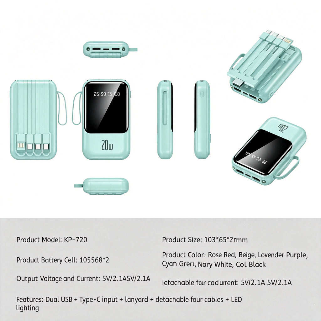 KP-720 Banque de puissance de 8000mAh la plus vendue avec affichage numérique et rapide Chargin