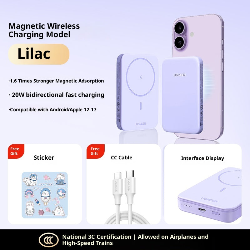 Banque de puissance sans fil magnétique ultra-mince Compact Portable