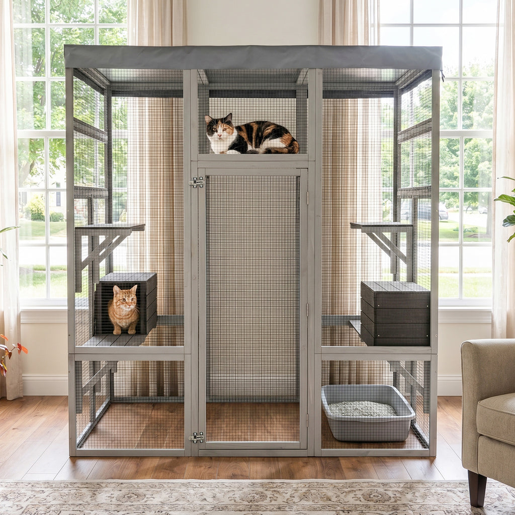 Catio en bois de 62.6" pour chats