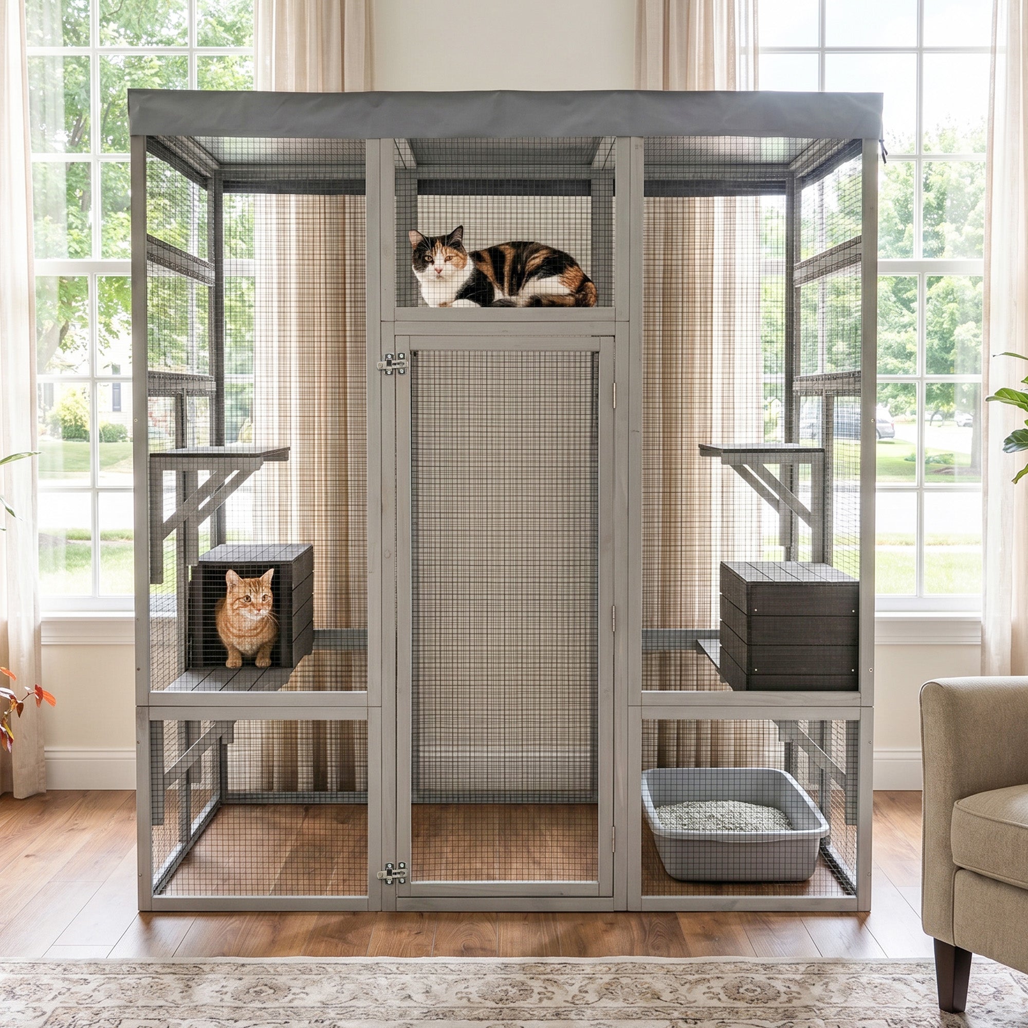 Catio en bois de 62.6" pour chats