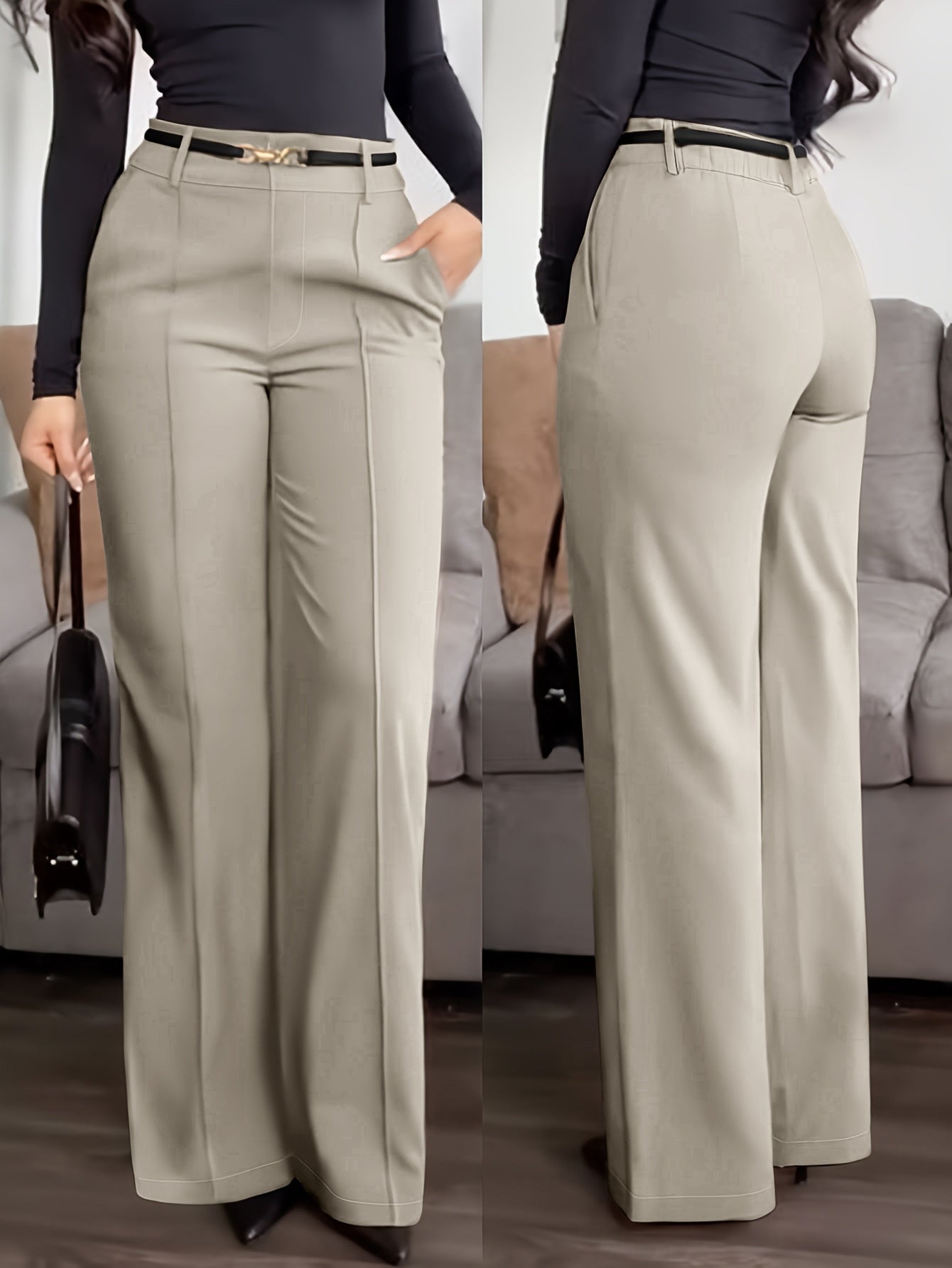 Pantalons à fermeture éclair de couleur solide avec poches