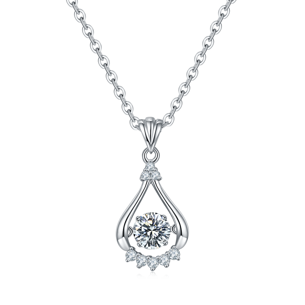 S925 Argent Sterling 0.5ct D Couleur VVS1 Moissanite Teardrop Collier ouvert 45cm Platinu