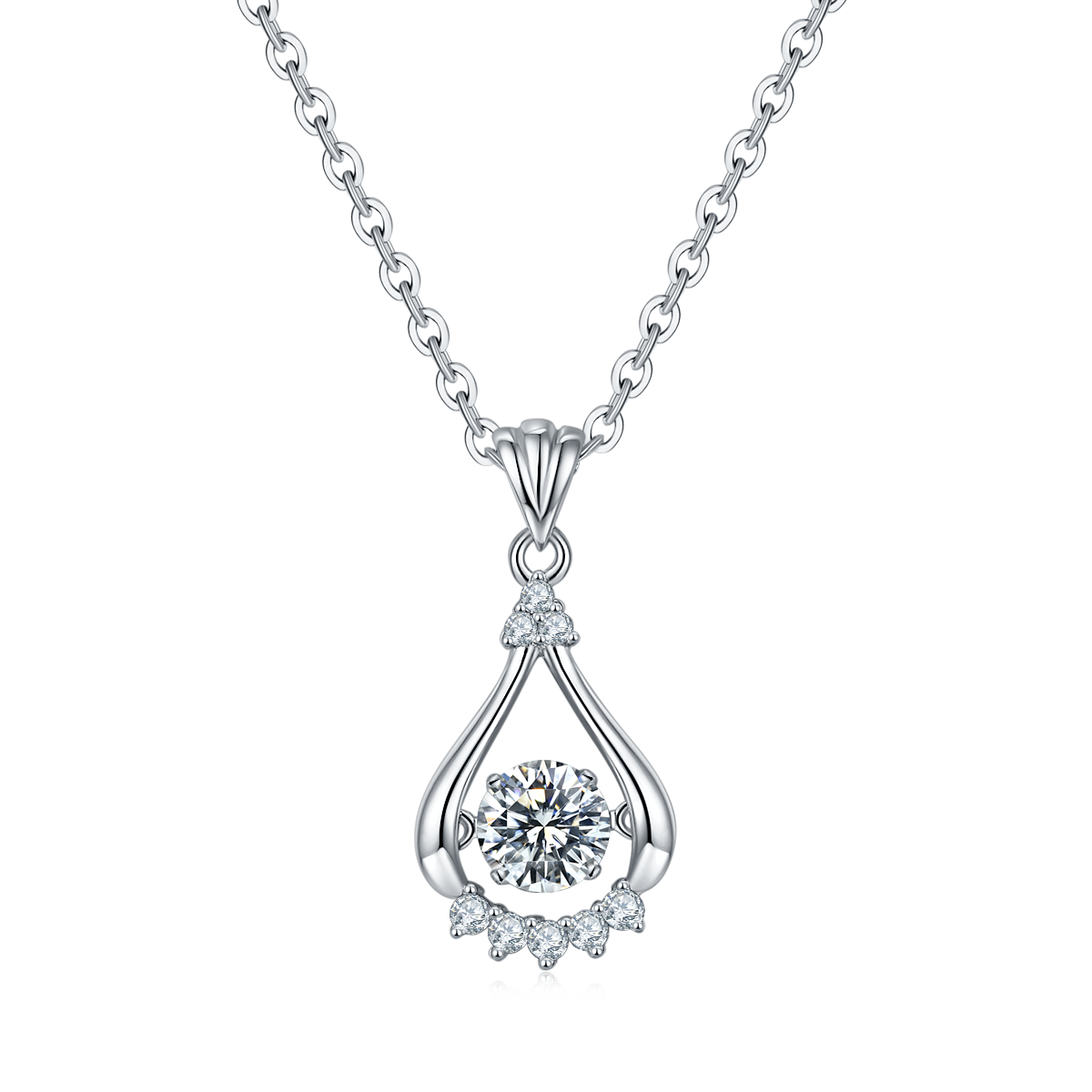 S925 Argent Sterling 0.5ct D Couleur VVS1 Moissanite Teardrop Collier ouvert 45cm Platinu