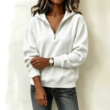 Casual Long Sleeve Half-Zip Hoodie
