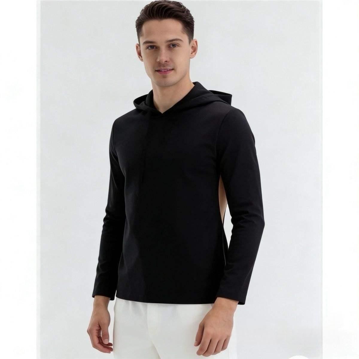 Chemise à dos à capuche en soie de glace d'été pour hommes
