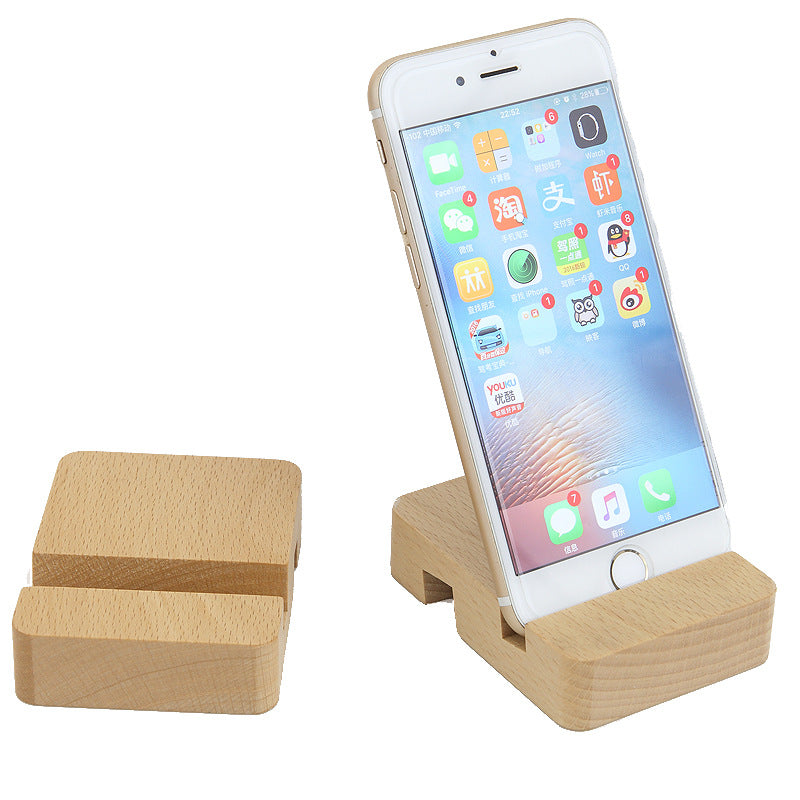 Minimalist Base Double Groove Clear Laquer Beech Support téléphonique en bois