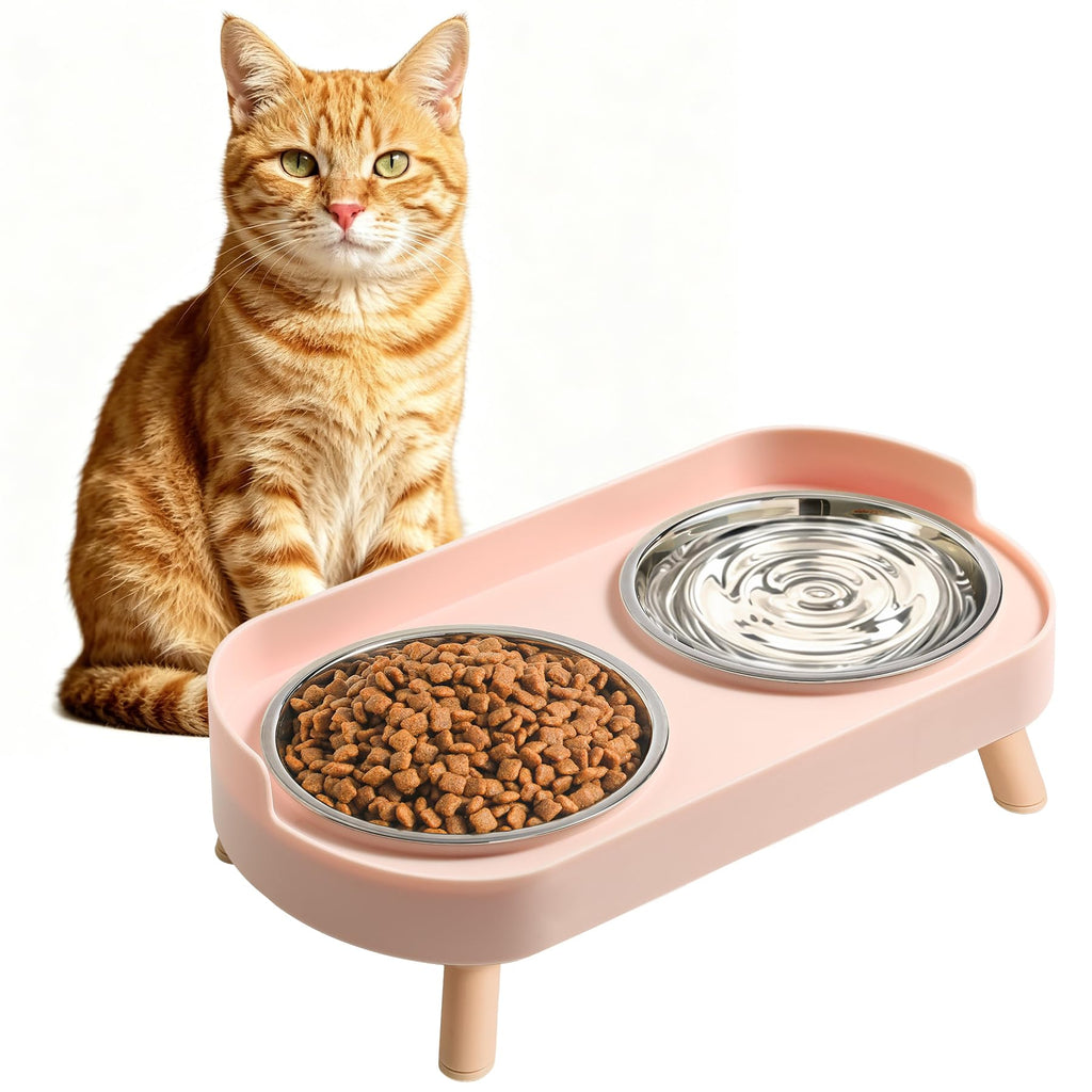 Ensemble de bols pour chats élevés - Ensemble de nourriture pour chats élevés et de bol d'eau avec support antidérapant - Aliments pour animaux de com
