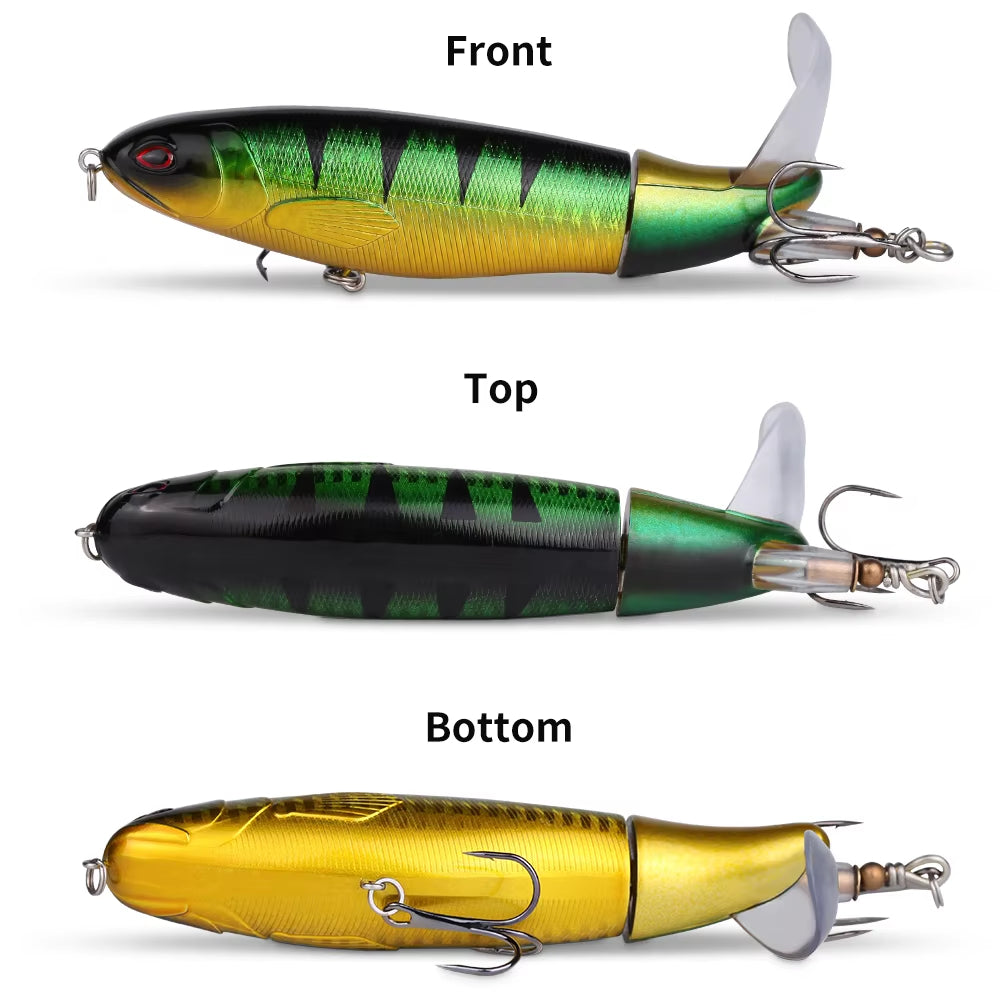 5pcs 1set 13g 10cm Top Crayon d'eau Lure de pêche Aile dure avec boucle tournante flottante pour