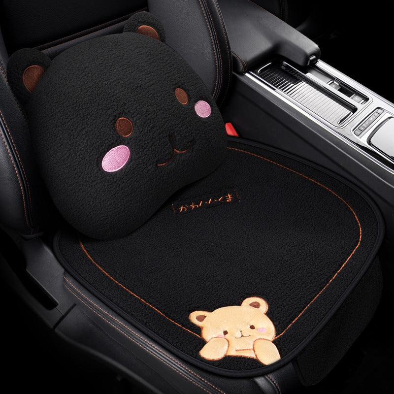 Winter Plush Car Cushion Three-piece Set