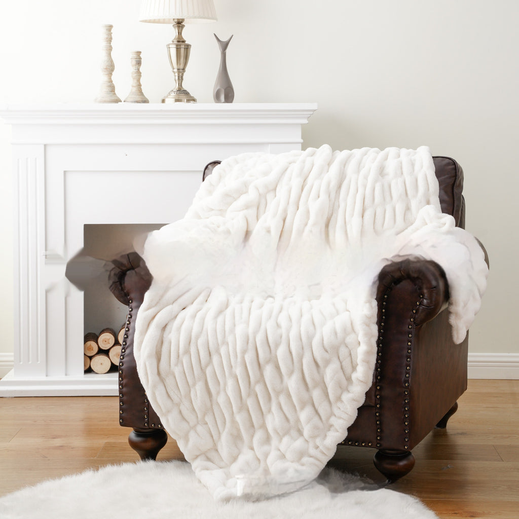 Blanket de fourrure de lapin de faux à double couche