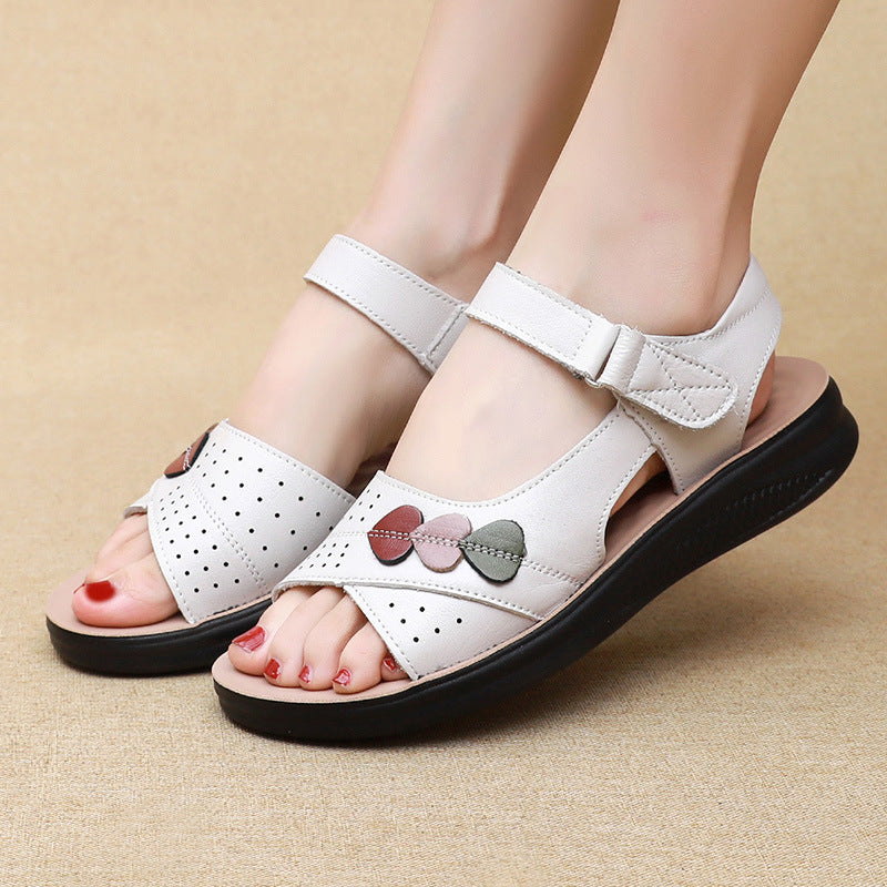 Sandales en cuir véritable pour femmes Soft-soled et polyvalent