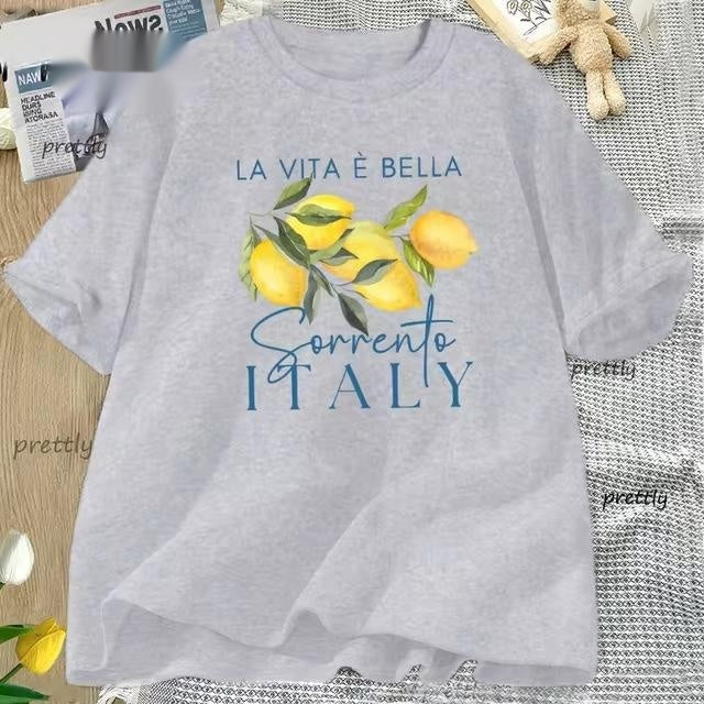 T-Shirt de coton d'été pour femmes au citron italien
