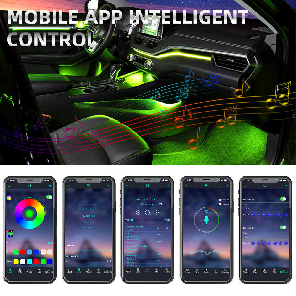 Symphony Full RGB LED voiture intérieur de lumière acrylique ambien bande de lumière contrôle APP
