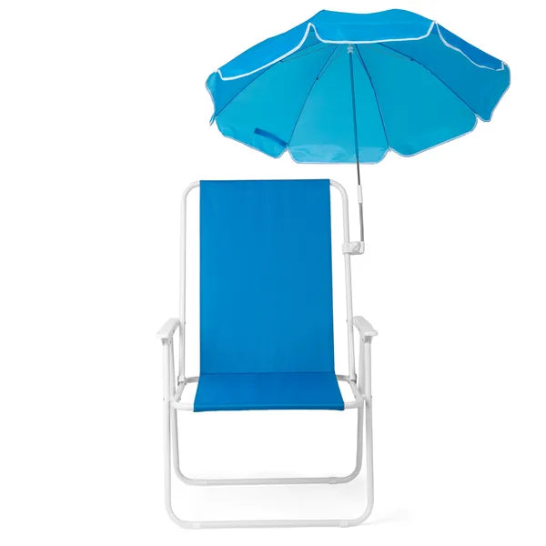 1 Heavy-Duty Steel Beach Chair Pack with Umbrella