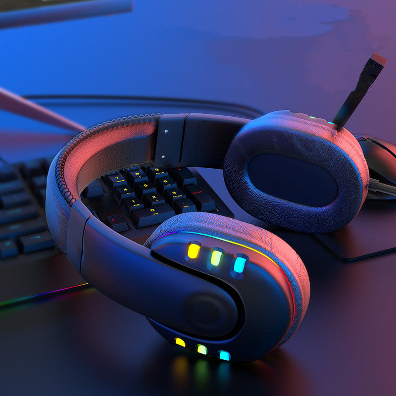 Casque de jeu avec microphone à lumière respirante LED