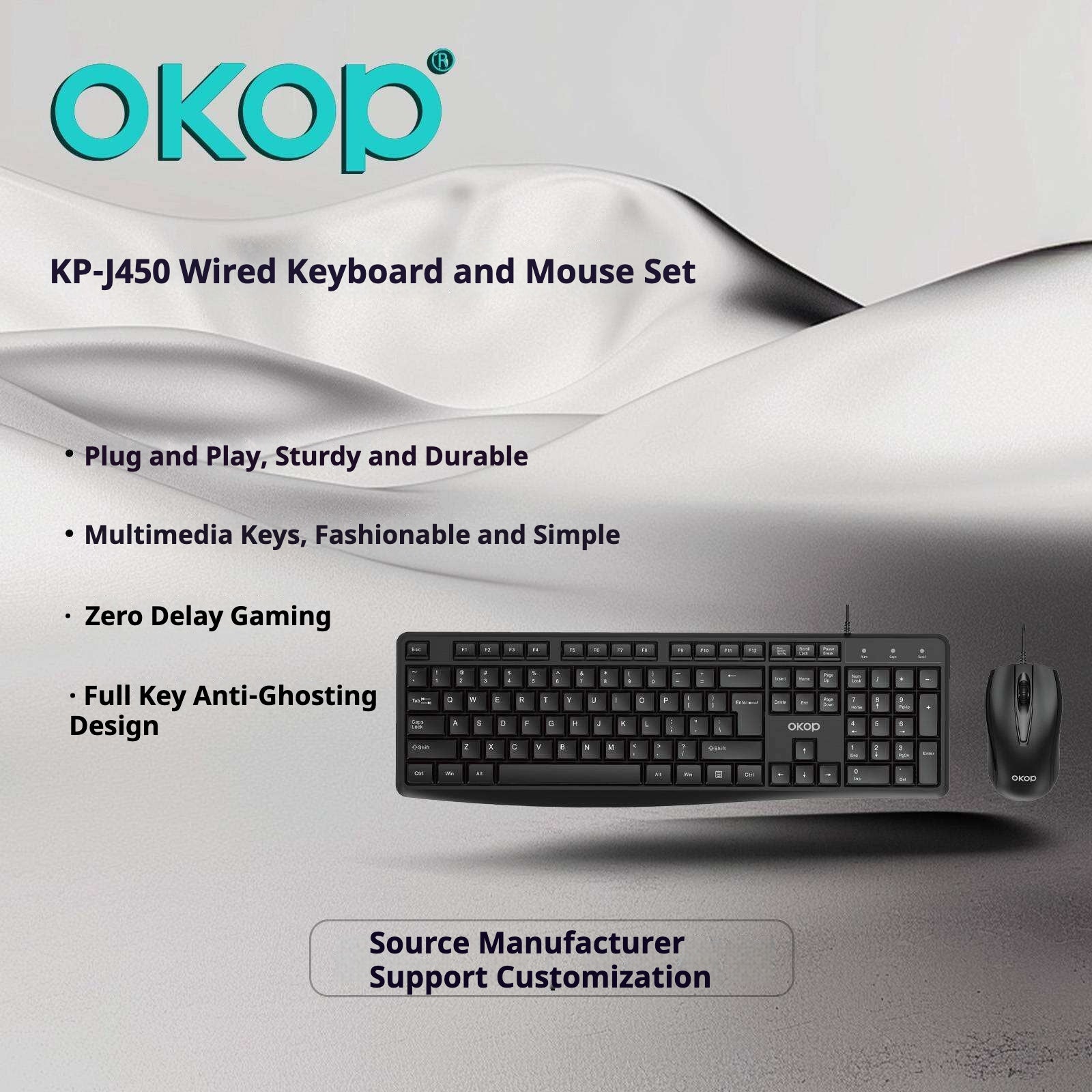KP-J450 Clavier USB et jeu de souris pour les bureaux d'affaires Dans Stoc