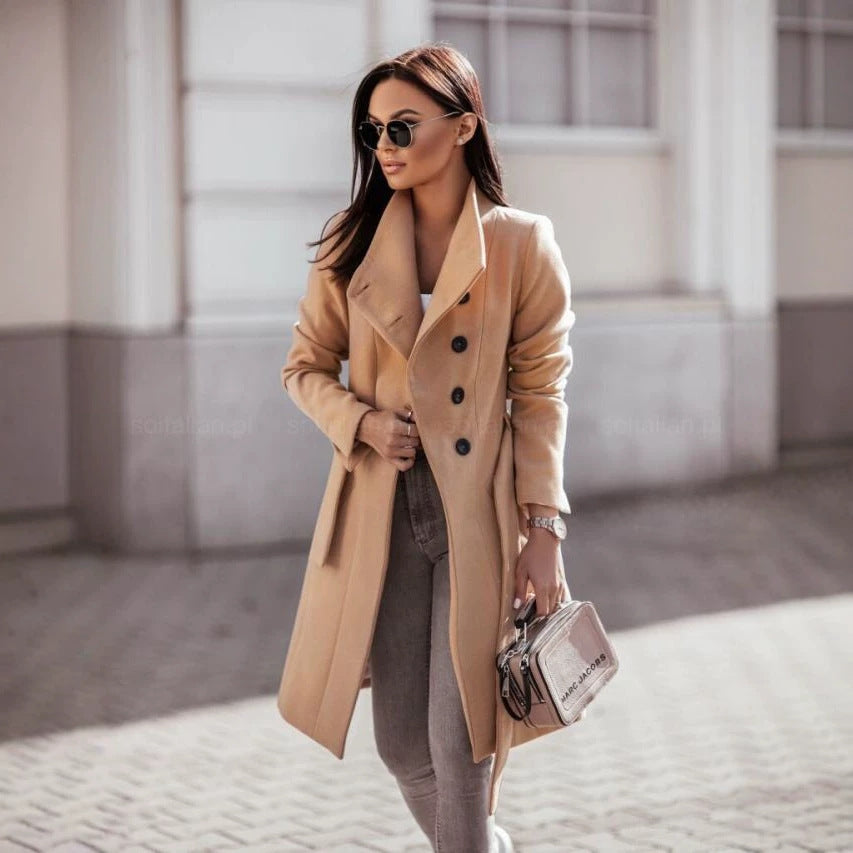European And American Amazon Autumn And Winter Lapel Coat à tête unique