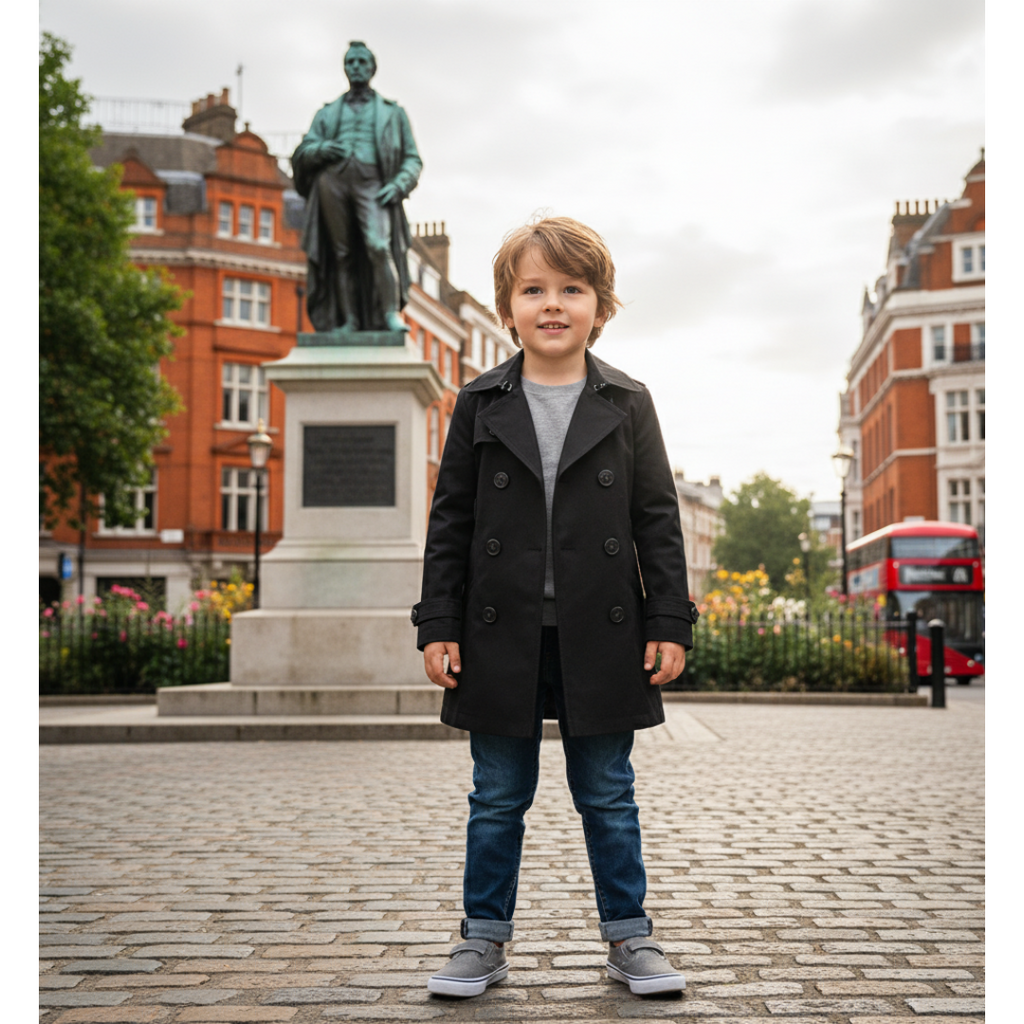 Kids' Double-Breasted Cotton Trench Coat - 4-9 Years