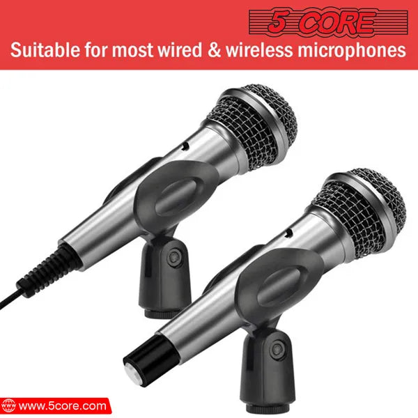 Porte-clip 5 microphones de base 2 pièces avec adaptateurs à vis 5/8 à 3/8 pouce