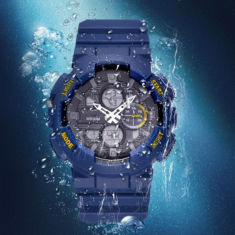 Men's Waterproof synchrone Double Inserts Electronic Watch Fashion