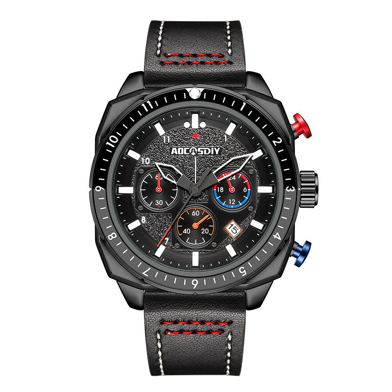 Multifunctional waterproof quartz watch for sports and leisure