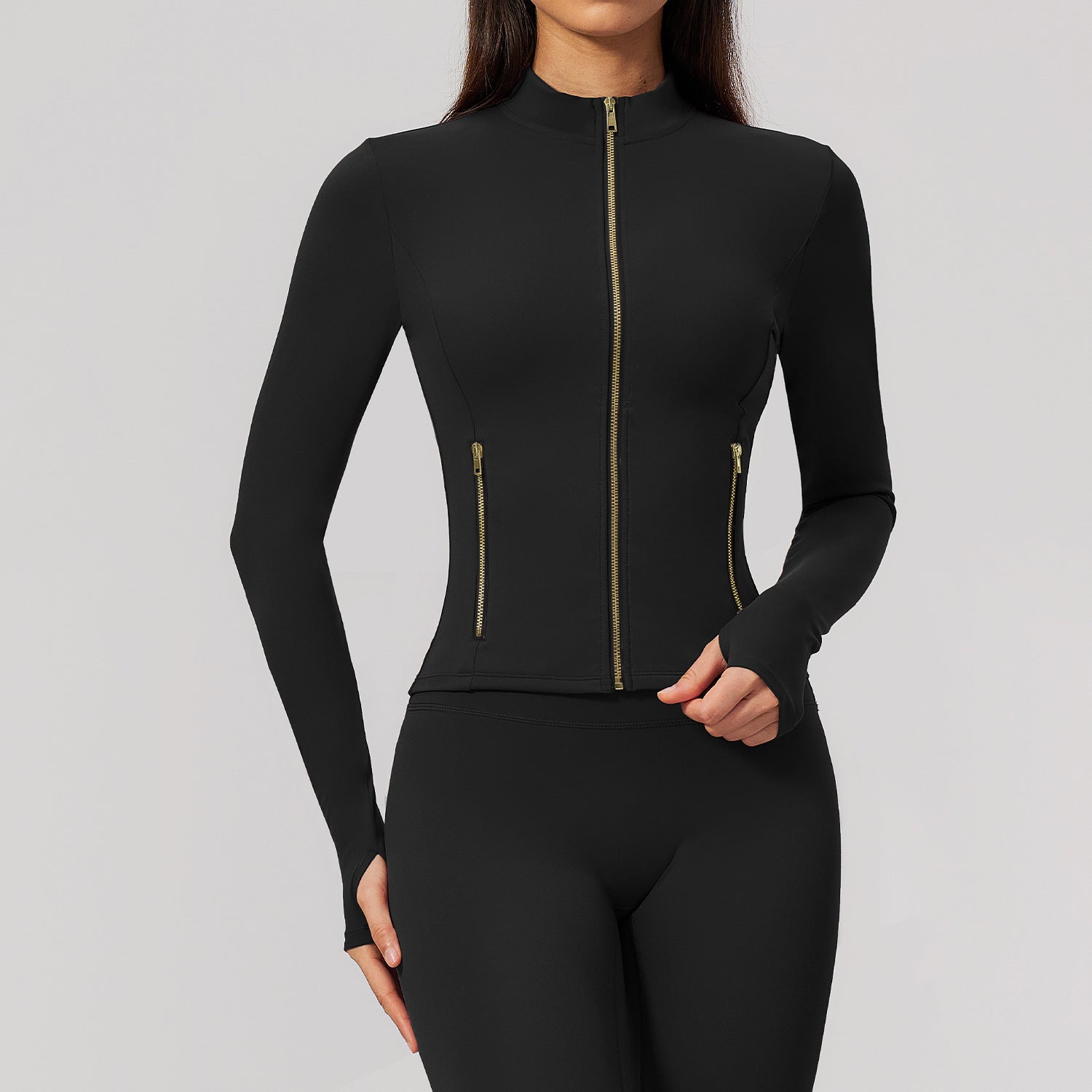 Veste de sport pour femmes Cardigan Zip-up Stretchy Fitness