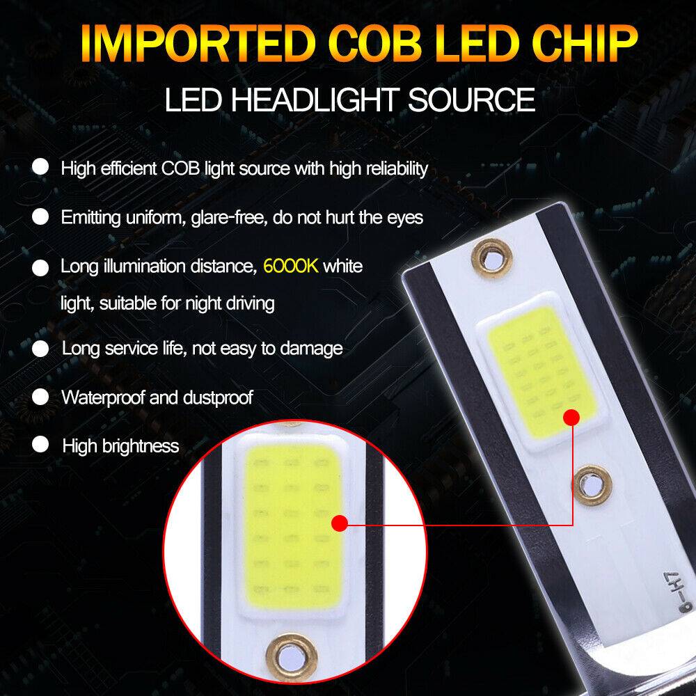 2x H7 Kit d'ampoule de phare LED High Low Beam 8000K Super Blue 26000LM Ampoule