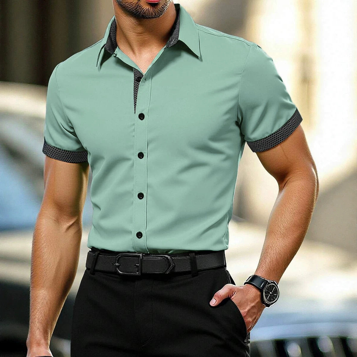 Été Hommes manches courtes Casual Mode Chemise