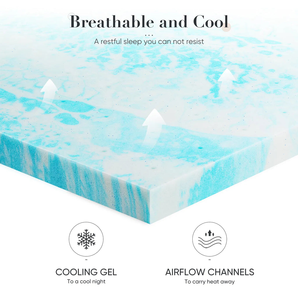 2-3 pouces Gel Mémoire Mousse Matelas Topper Matelas de refroidissement de pleine taille doux et respirant être