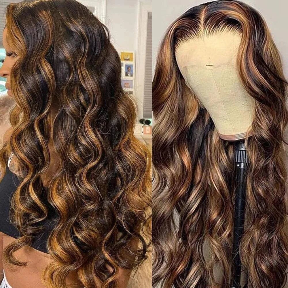 13x4 Lace Front Human Hair Wig P4 27 Body Wave Density