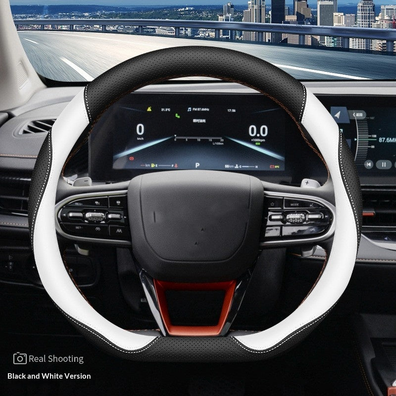 Sporty Style Leather Steering Wheel Cover