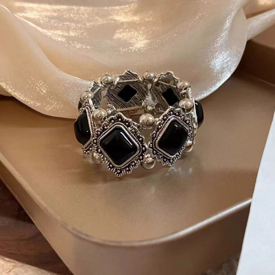 Bracelet de fleur de rose noire Vintage Accessible Bracelet haut de gamme rétro Exquis