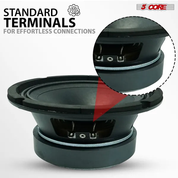 5 Core 6,5" Remplacement intermédiaire 2Pc Pro Haut-parleur audio 360W 4 Ohms/8 Ohms 60W Aluminu