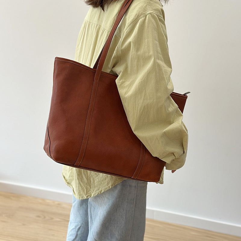 Cowhide Printemps Été Sac à épaule de grande capacité