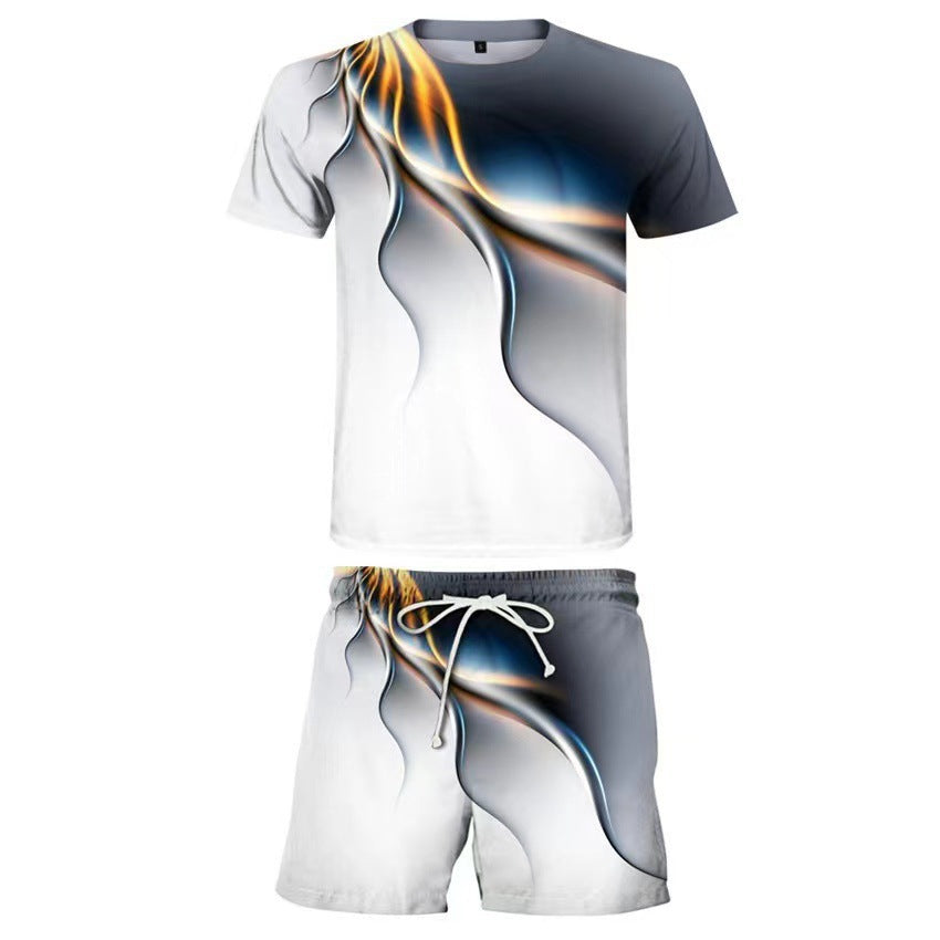 T-shirt casual homme Short deux-pièces imprimé Sportswear