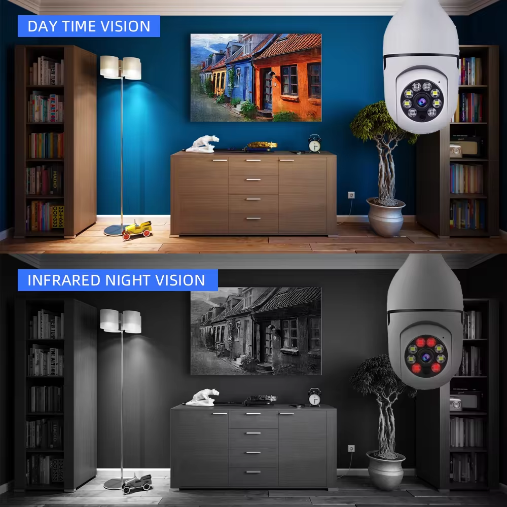 1080P Smart Home Security PTZ Caméra lumières sans fil Surveillance 360 degrés Vue à distance C