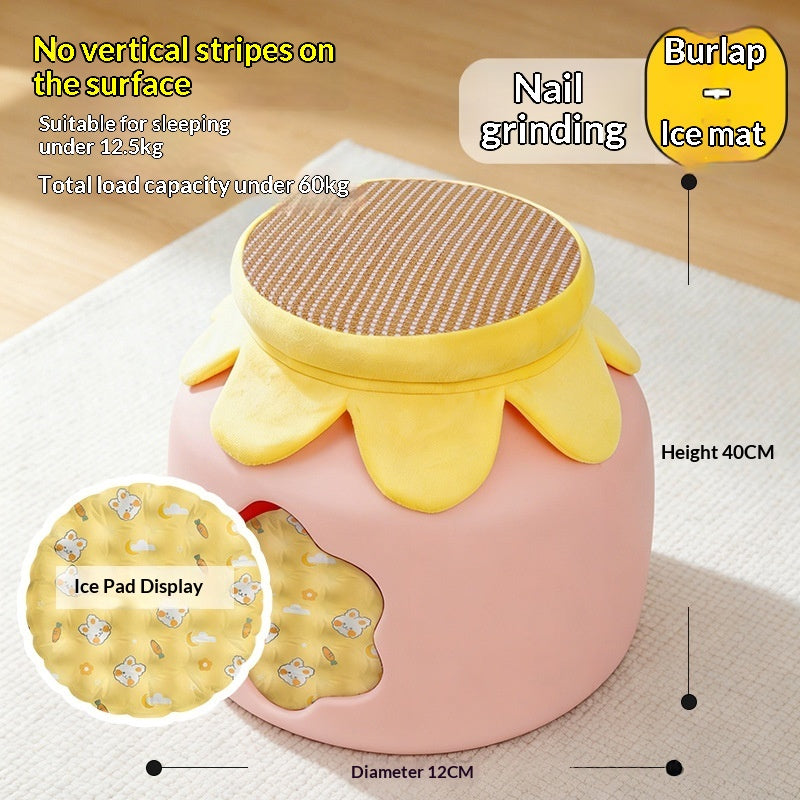 All-in-one enclosed cat bed with a cooling mattress for summer