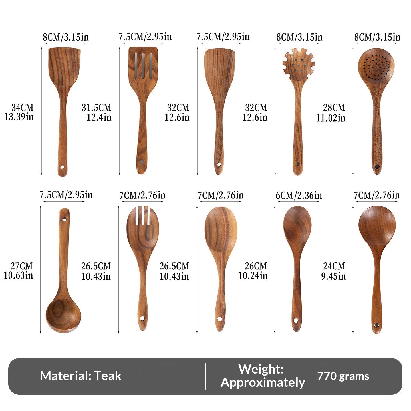 Ensemble de spatules en bois de teck