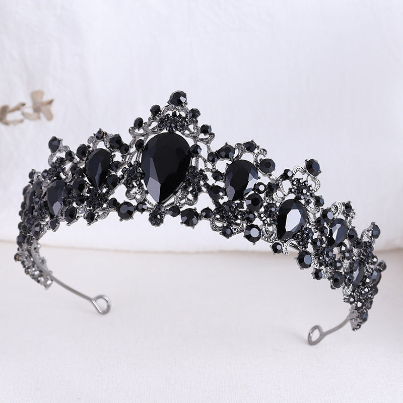 Style baroque Vintage Strass noir Couronne mariée